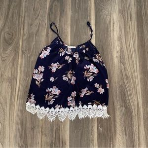 PAPAYA—Floral Navy Blue Tank Top